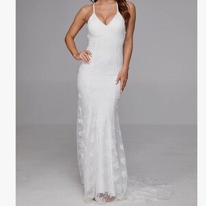 Clothink White Floral Print Gauze Panel Multi Layer Sleeveless Dress